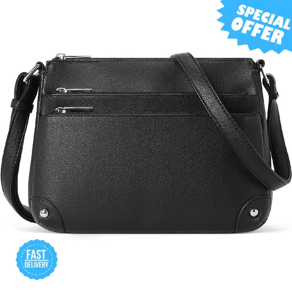 BRAND NEW WESTBRONCO Crossbody Bag Black Multi Zipper Pockets